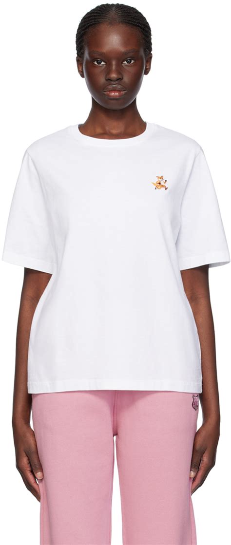 White Speedy Fox T Shirt By Maison Kitsun On Sale