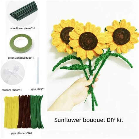 Diy Pipe Cleaners Kit Sunflower Bouquet