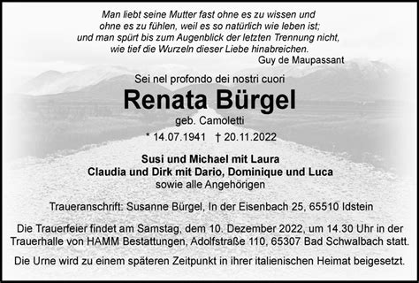 Traueranzeigen Von Renata B Rgel Trauer In Nrw De