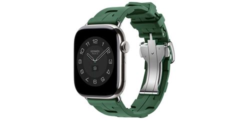 购买 Apple Watch Hermès Series 10 Gps 蜂窝网络；46 毫米银色钛金属表壳；vert Moyen 中绿色 Kilim Single Tour 表带