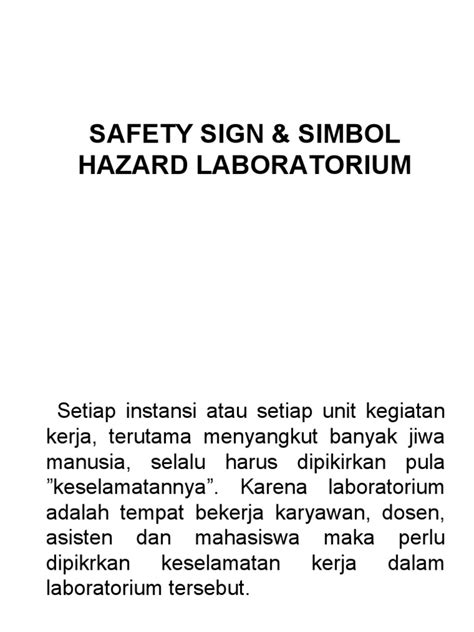 Safety Sign K3 Laboratorium Pdf