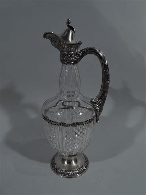 Antique Gorham Sterling Silver And Brilliant Cut Glass Wine Decanter