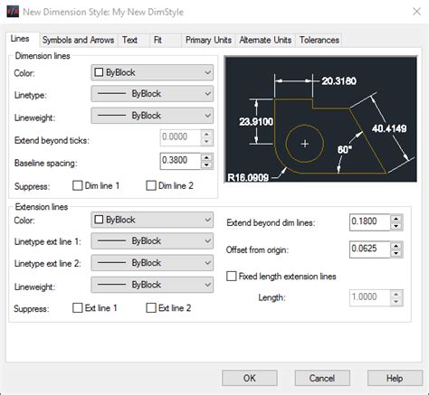 Dimension Style DimStyle Settings