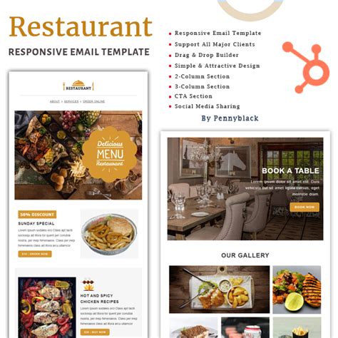 Restaurant - HubSpot Email Newsletter Template - Pennyblack Templates