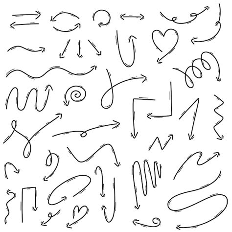 Hand Getrokken Doodle Pijlen Set Vector Illustratie Premium Vector