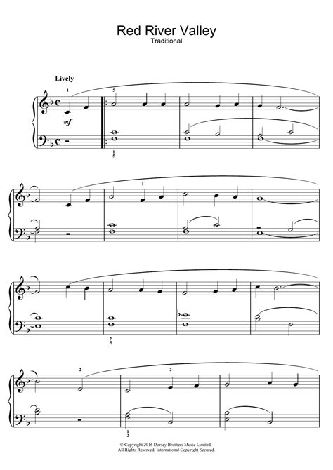 Red River Valley By Traditional American Sheet Music For Easy Piano At