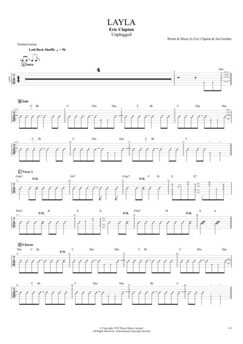 Layla Tab By Eric Clapton Guitar Pro Full Score Mysongbook