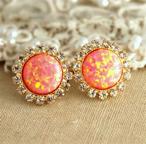 Opal Stud Earrings Opal Studs Fire Opal Earrings Gift For Etsy