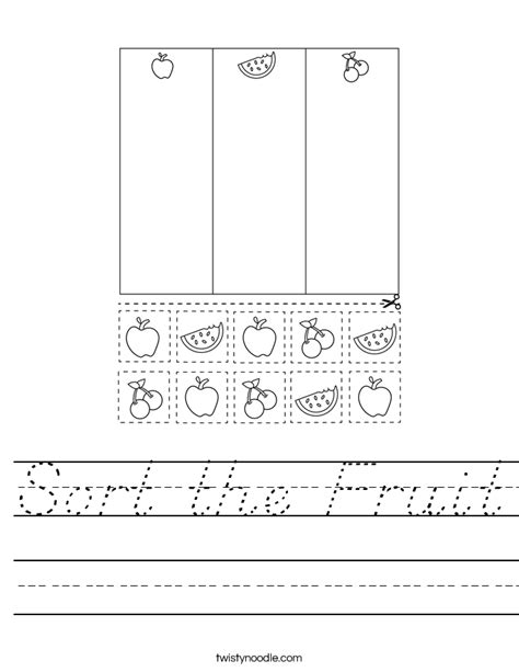 Sort The Fruit Worksheet D Nealian Twisty Noodle