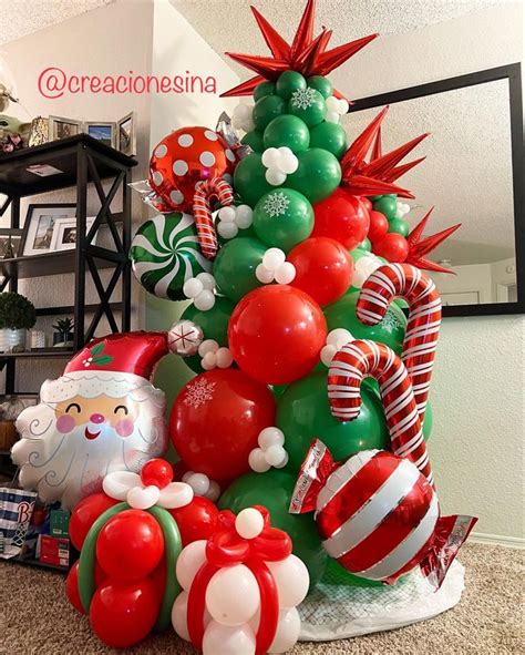 Arbol De Navidad Con Globos Decoracion Con Globos Navidad