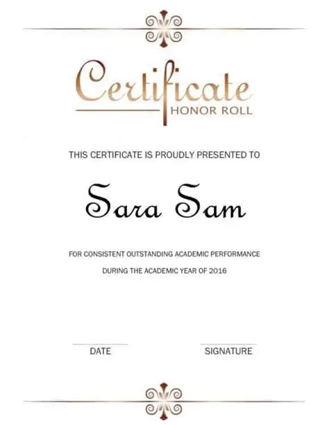 5+ Honor Roll Certificate Templates - Word Excel Samples