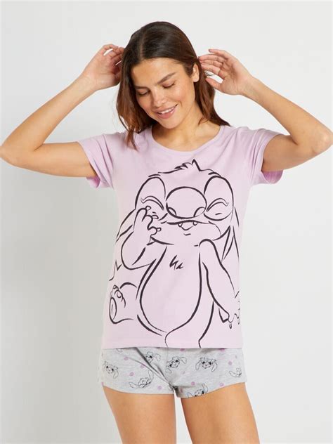 Ensemble Pyjama Stitch Pi Ces Violet Kiabi