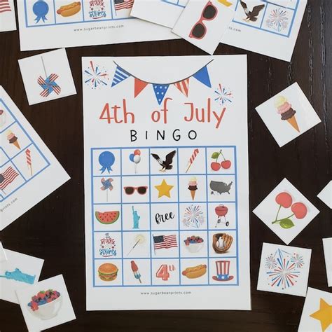 4th Of July Bingo Cards Printable Independence Day Game Etsy