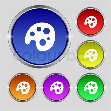 Palette Icon Sign Round Symbol On Bright Colourful Buttons Vector