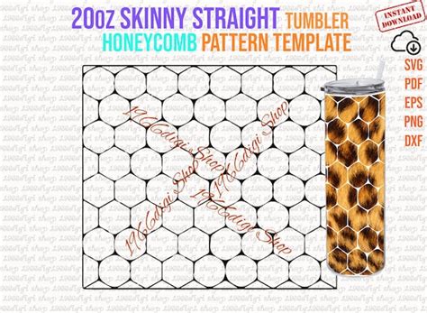 Honeycomb 20oz Skinny Straight Template Tumbler Wrap Svg Etsy