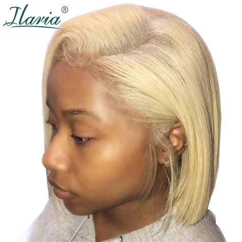 Blonde Lace Front Human Hair Wigs For Black Women Pre Plucked Short Bob