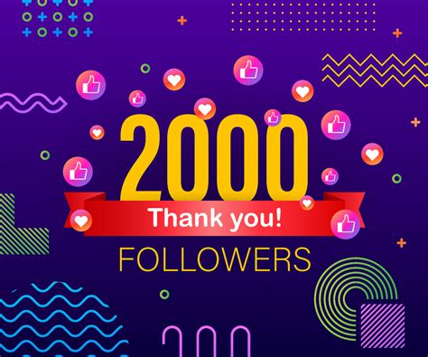 Thank You 2000 Followers Numbers Congratulating Multicolored Thanks