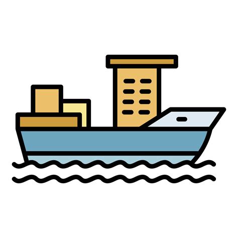 Container Ship Icon Color Outline Vector 15684030 Vector Art At Vecteezy