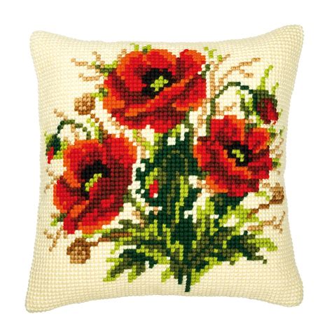 Poppies Chunky Cross Stitch Cushion Front Kit By Vervaco