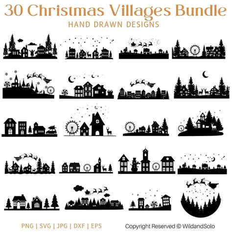 30 Christmas Villages Svg Design Christmas House Svg Villages Svg