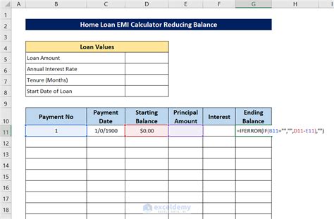 How To Create A Home Loan Emi Calculator With Reducing Balance In Excel