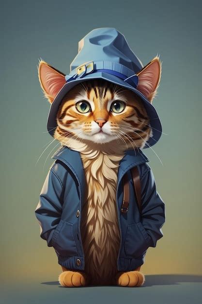 Premium Ai Image A Cat In A Blue Jacket And A Jacket That Says Cat On It