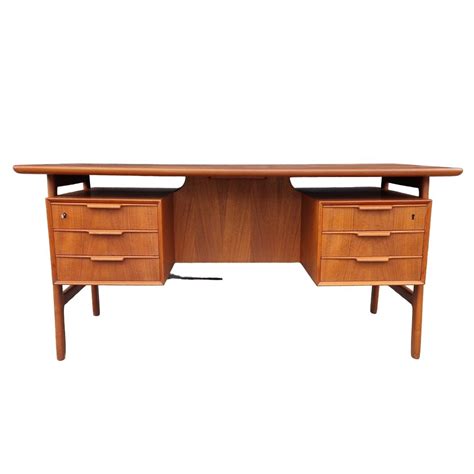 Proantic Bureau Vintage Scandinave En Teck Omann Jun