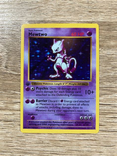 Mewtwo 1st Edition Custom Made Pokémon Card Shadowless Etsy