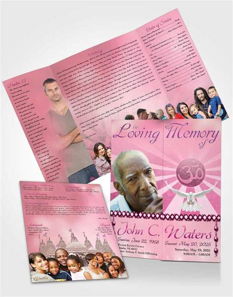 Obituary Funeral Template Gatefold Memorial Brochure Hinduism Faith ...