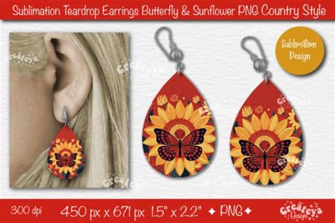 Earrings Sublimation Teardrop Earring Graphic By Createya Design