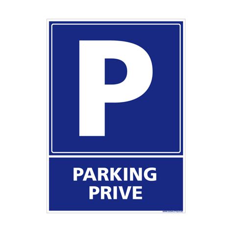 Panneau De Signalisation Parking Priv Rectangulaire Sur Fond Bleu