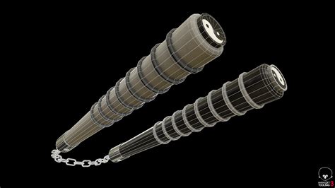 Artstation Nunchucks Yin Yang Nunchaku Game Asset 3d Model Game