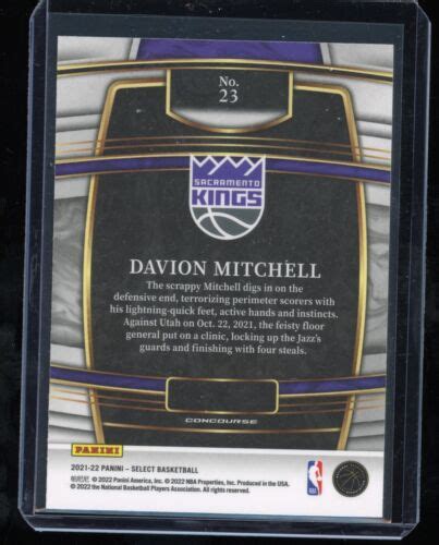 Panini Select Basketball Davion Mitchell Rc Concourse Ebay