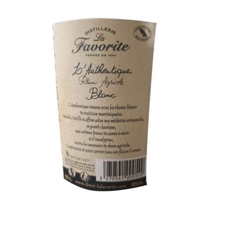 Rhum Agricole Blanc Martinique La Favorite La Bouteille De Cl