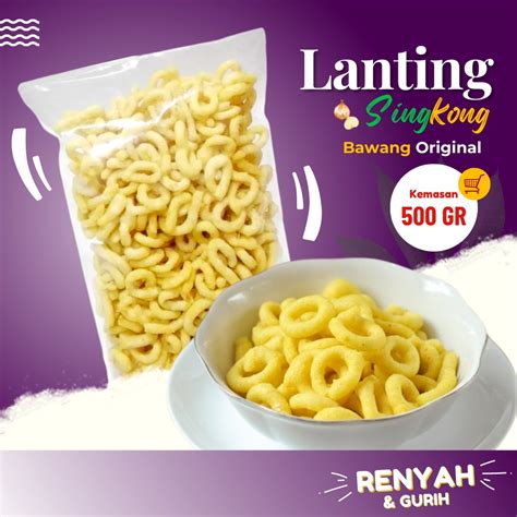 Jual Lanting Singkong Rasa Bawang Original Tekstur Kuning Kunyit