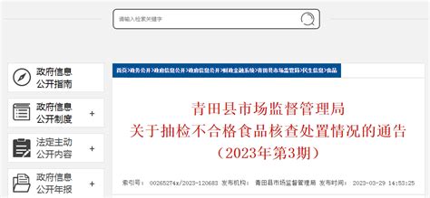 浙江省青田县市场监管局关于抽检不合格豇豆核查处置情况的通告 中国质量新闻网