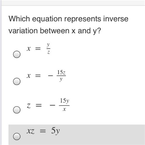 Inverse Variation Equation