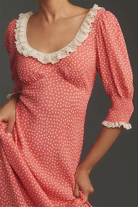 Rixo Juliette Embellished Lace Trimmed Midi Dress Anthropologie