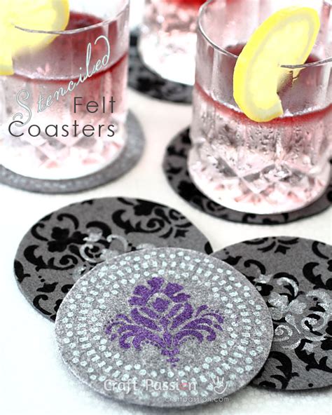 Stenciled Felt Coasters Diy Tutorial Craft Passion