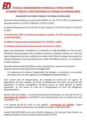 Calam O Ars Occitanie Budget D Claration Fo Au Conseil De