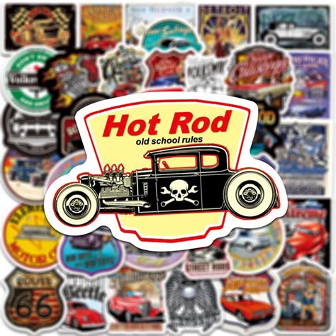 Pcs Hot Rod Retro Vintage Car Sticker Diy Diary Laptop Luggage Skateboard Graffiti