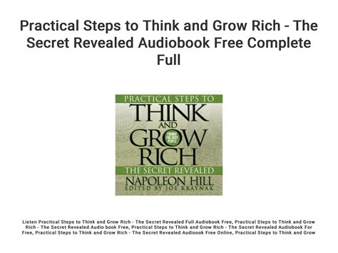 Practical Steps To Think And Grow Rich The Secret Revealed Audiobook