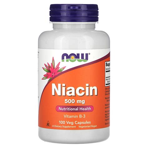 Ниацин (витамин B3) Now Foods Niacin 500 мг 100 капсул — купить ...