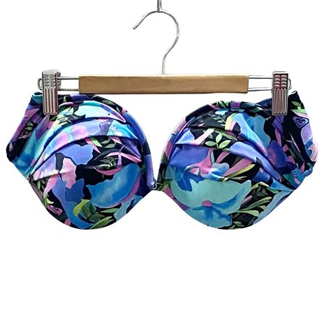 Roxy Bikini Top Bottom Size XL Black Blue Floral Green Pink