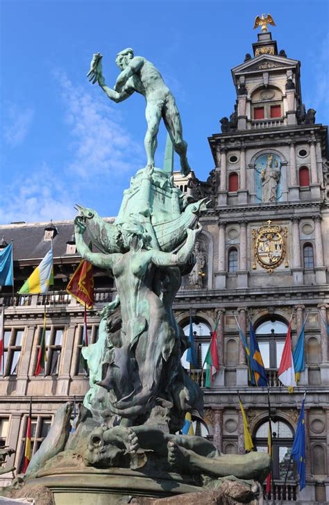 Statue Of Brabo And The Giant S Hand Antwerp Belgium Stock Photo