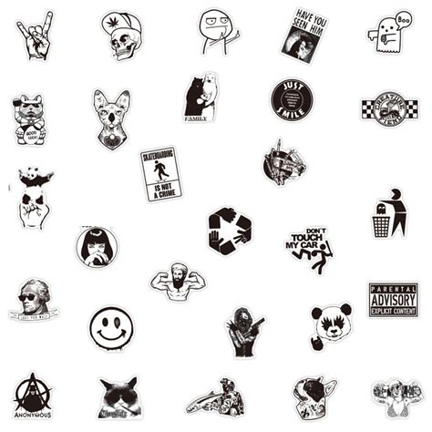 Pack Of 25 Vinyl Black White Stickers Die Cut Decal Set Etsy