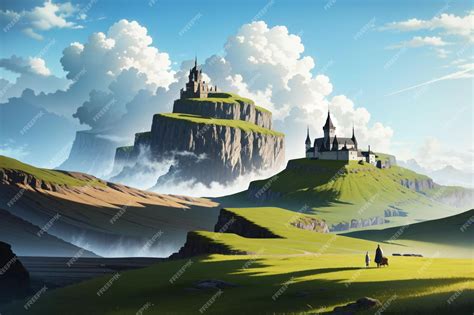 Premium AI Image | Castle in the clouds wallpaper