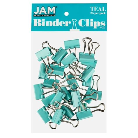 Jam Colorful Binder Clips Small 34 Inch 19 Mm Teal Binderclips