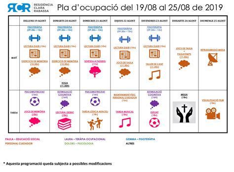 Planning Setmanal Archives P Gina De Resid Ncia Clara Rabassa