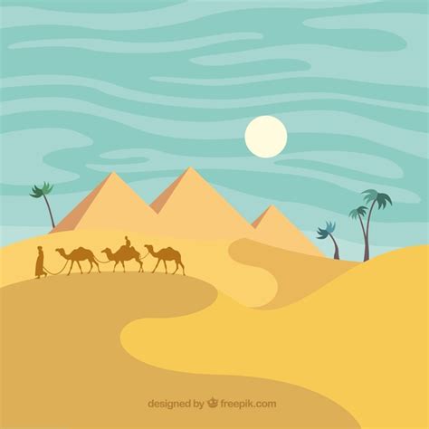 Fond De Paysage Désertique Egypte Dans Un Design Plat Vecteur Gratuite